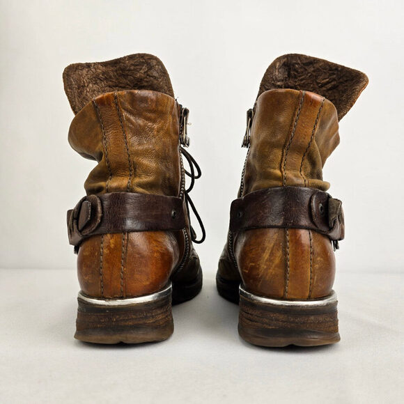 AS98 Brown Leather Strappy Ankle Boots Size 6 - Picture 5 of 12